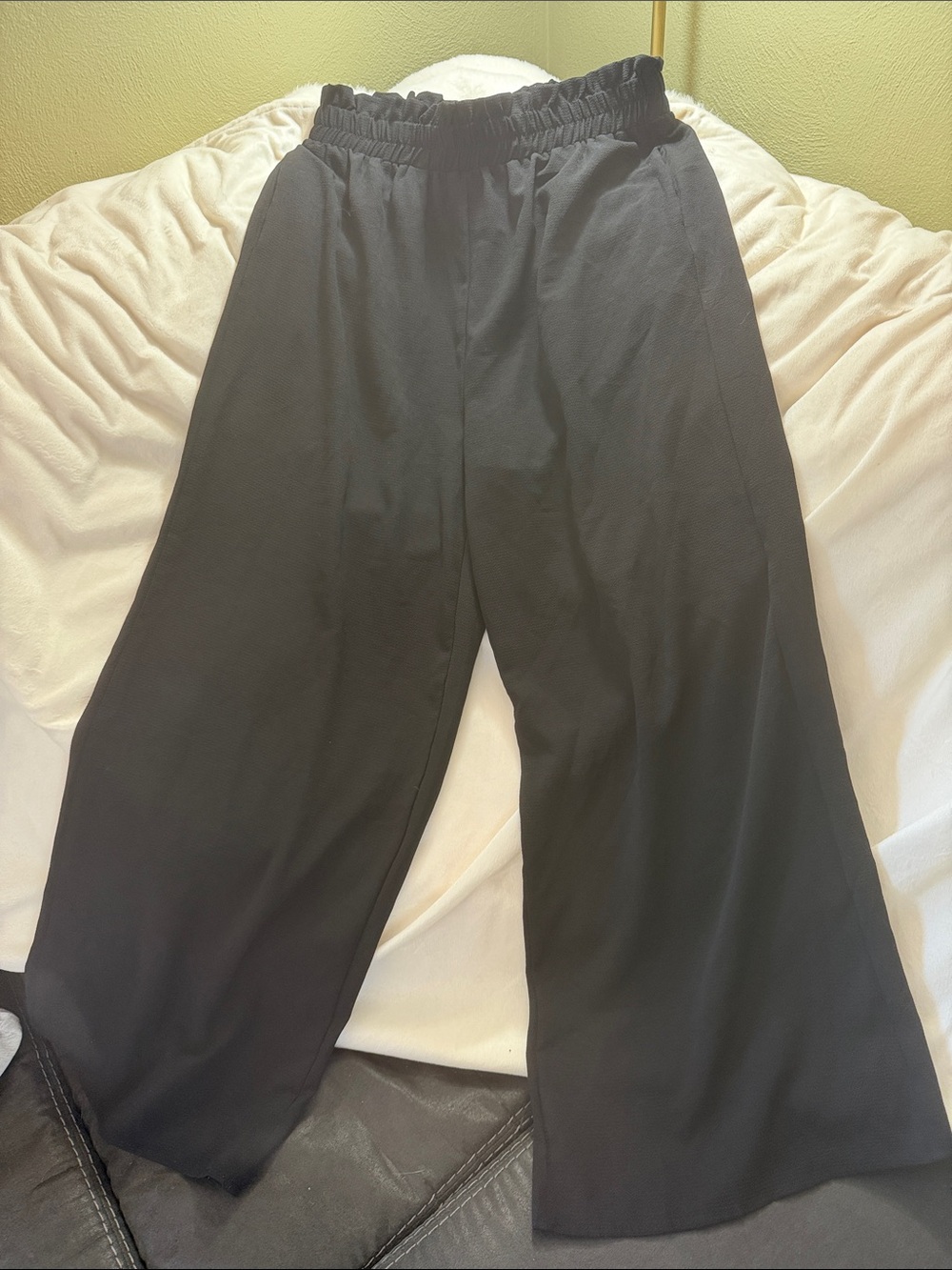 SHEIN Black Wide-Leg Elastic Waist Jogger Pants